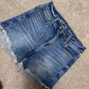 American Eagle Blue Distressed Denim Shorts